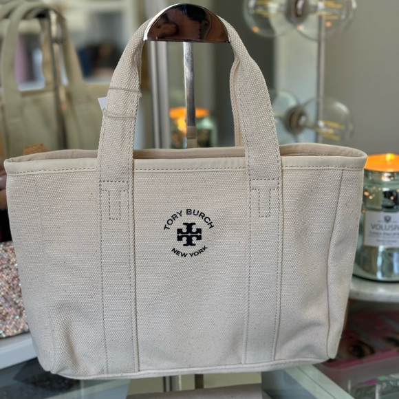 TORY BURCH Mini Natural Canvas Small Tote Bag new - Picture 5 of 5